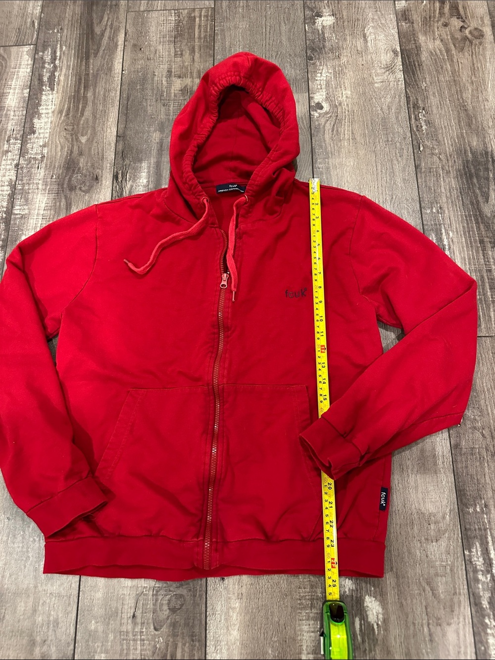 French Connection Red Pullover Hoodie with Drawstring